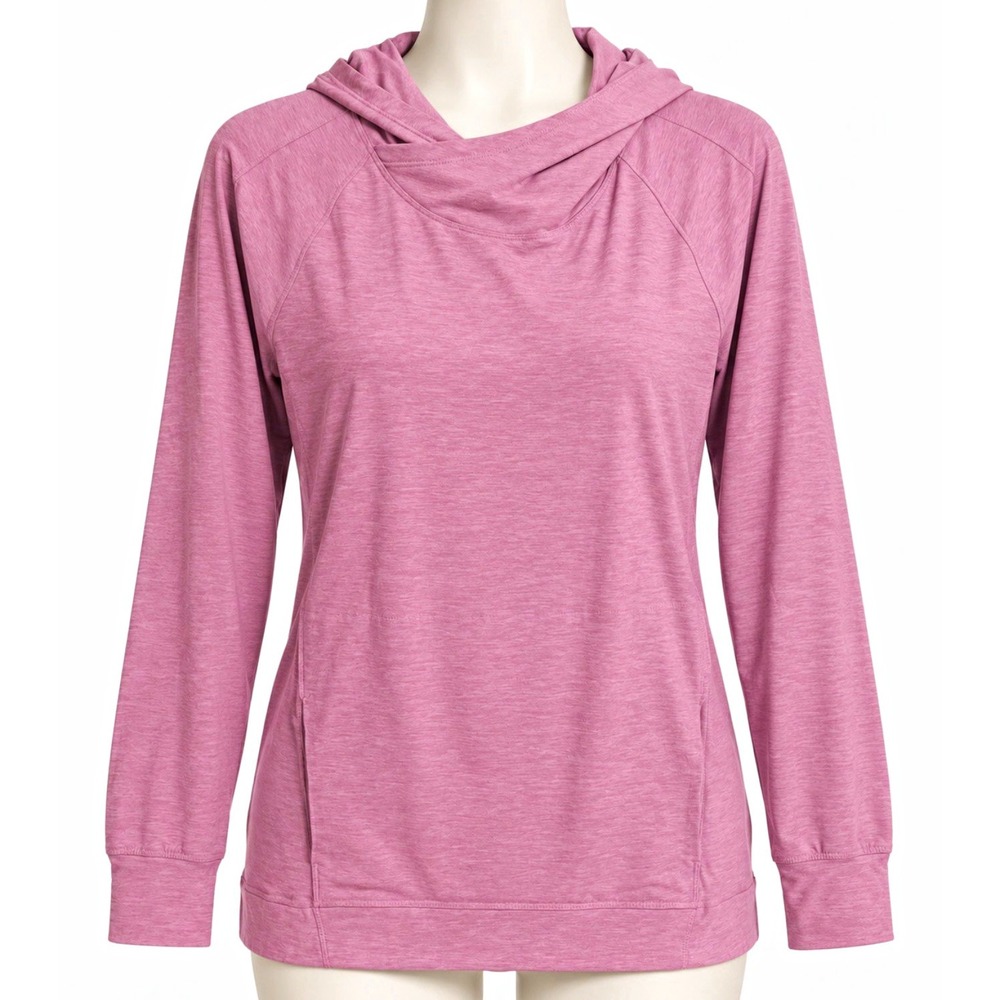 Apana Women's Purple Pullover Hoodie Long Sleeve Raglan Stretch Logo Size L